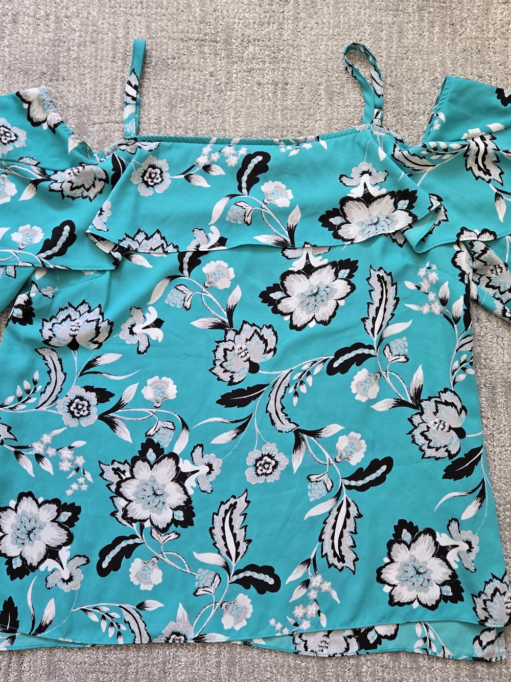 INC International Concepts Teal Floral Off-Shoulder Blouse